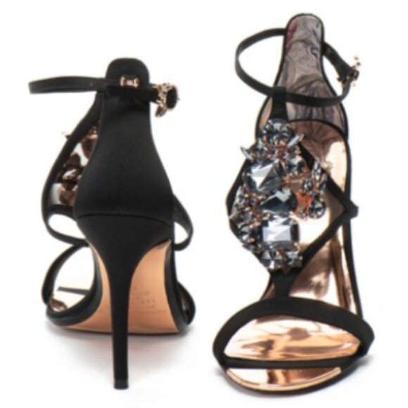 Gorgeous Brand New Ted Baker Liosa Strappy Jewelled Black Heels Shoes - Picture 1 of 16